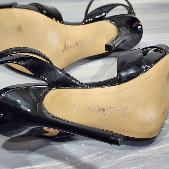 Sam Edelman Eliza Patent Leather Sandals Stiletto Heels Strappy Buckle Size 6 - Picture 10 of 12